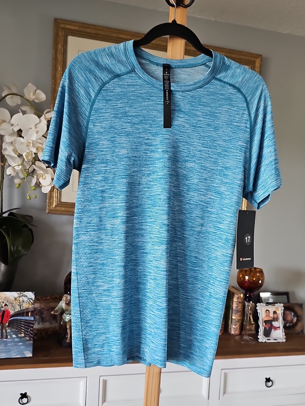 lululemon athletica Light Blue Heathered Short Sleeve Performance Tee